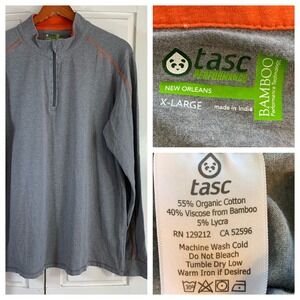 Tasc Performance Mens Gray Bamboo Performance Long Sleeve 1/4 Zip Pullover XL